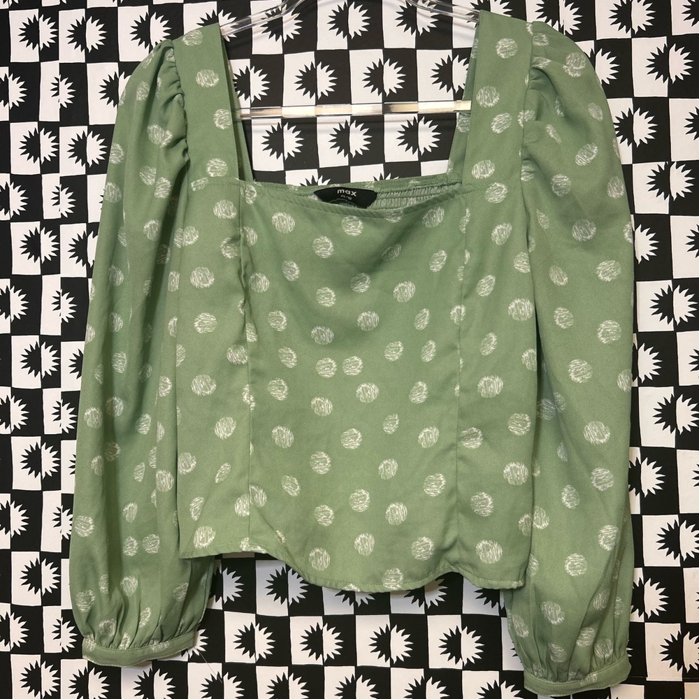 Plus-size Green Polka Dot Women's Top